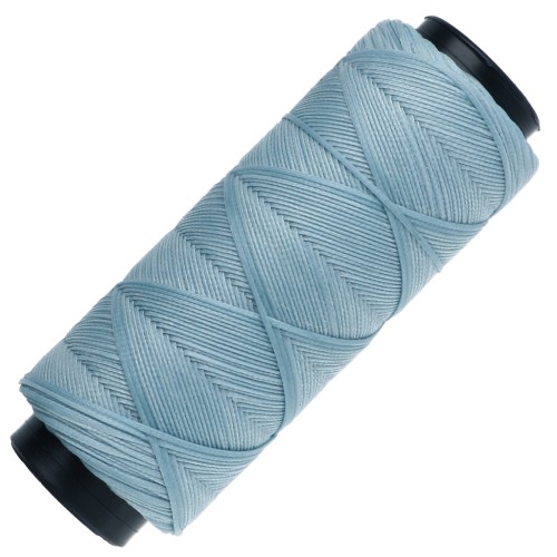 Slam Cord Waxed Polyester Flat Cord for Micro Macramé, 1 mm - Light Blue, 100 m