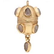 Ethnic pendant, 33x17 mm, with a teardrop-shaped gemstone charm - Rose Quartz x1