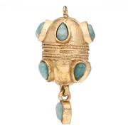 Ethnic pendant, 33x17 mm, with a teardrop-shaped gemstone charm - Amazonite x1