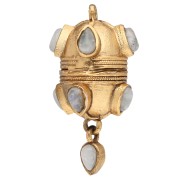 Ethnic pendant, 33x17 mm, with a teardrop-shaped gemstone charm - Moonstone
