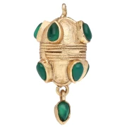 Ethnic pendant, 33x17 mm, with a teardrop-shaped charm made of dyed green onyx gemstone