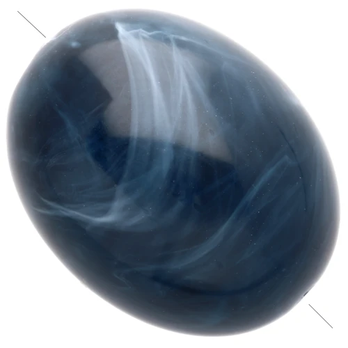 24x19 mm olive-colored opaque resin bead - Marbled petrol blue x1