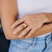 Wide Double-Curved Ring - Size 52 - Gold-Plated 304 Stainless Steel x1