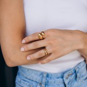 Double Teardrop Ring - Size 52 - Gold-Plated 304 Stainless Steel x1