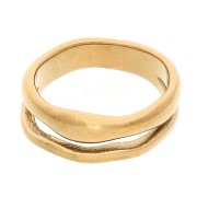 Double Hammered Ring - Size 57 - Gold-Plated 304 Stainless Steel x1