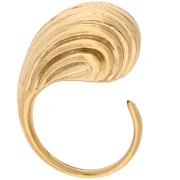 Ribbed Domed Ring - Size 54 - Gold-Plated 304 Stainless Steel x1