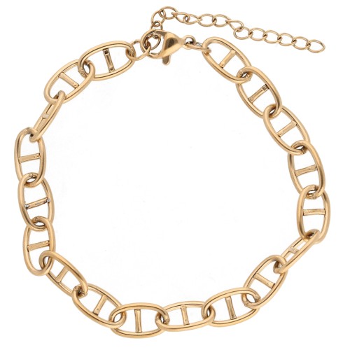 6.4 mm Nautical Link Bracelet - Gold-Plated 304 Stainless Steel x 16.5 cm