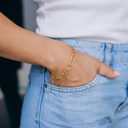 6.4 mm Nautical Link Bracelet - Gold-Plated 304 Stainless Steel x 16.5 cm