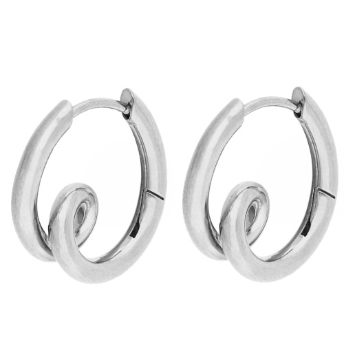 Designer hoop earrings, 19 x 17.5 mm - 316 stainless steel (2 pairs)