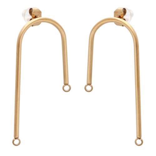 37 mm Bridge Earstuds - 304 Stainless Steel, Gold-Plated (2-Pack)