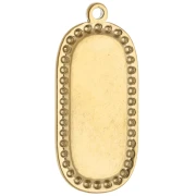 Oval embroidered pendant, 32x14 mm - flower pattern - Gold-plated 304 stainless steel x1