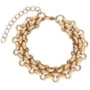 18 carats gold - 13.5 mm Triple-Link Fashion Bracelet - Gold-Plated 304 Stainless Steel x 16 cm 13.5 mm Triple-Link Fashion Bracelet - Gold-Plated 304 Stainless Steel x 16 cm