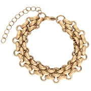 13.5 mm Triple-Link Fashion Bracelet - Gold-Plated 304 Stainless Steel x 16 cm