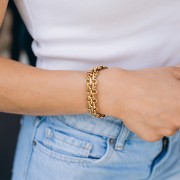 13.5 mm Triple-Link Fashion Bracelet - Gold-Plated 304 Stainless Steel x 16 cm