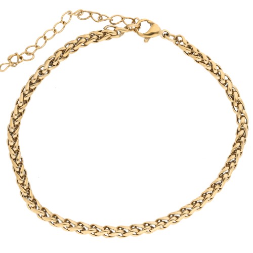 3 mm Palm Leaf Link Bracelet - Gold-Plated 304 Stainless Steel x 16.5 cm