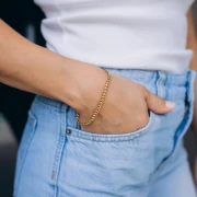 3 mm Palm Leaf Link Bracelet - Gold-Plated 304 Stainless Steel x 16.5 cm