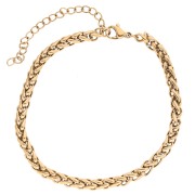 3.5 mm Palm Leaf Link Bracelet - Gold-Plated 304 Stainless Steel x 16.5 cm