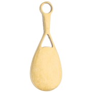18x7 mm Epoxy Resin Tennis Racket Charm - Gold-Plated 316 Stainless Steel - White x1