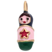 23x8 mm Matryoshka Charm with Epoxy Resin - Gold-Plated 304 Stainless Steel x1