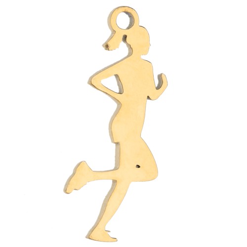 14.75 x 5.5 mm Runner Charm for Running Jewelry - Gold-Plated 316 Stainless Steel x1