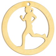 18 carats gold - 19 mm Round Pendant - Female Runner Pattern for Running Jewelry - Gold-Plated 316 Stainless Steel x1 19 mm Round Pendant - Female Runner Pattern for Running Jewelry - Gold-Plated 316 Stainless Steel x1