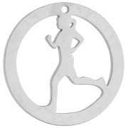 19 mm Round Pendant - Female Runner Pattern for Running Jewelry - 316 Stainless Steel x1