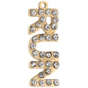 "Run" Charm, 15x5.3 mm, with Rhinestones - Gold-Plated 316 Stainless Steel x1|raw }}