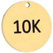 18 carats gold - 14 mm Round 10K Engraved Charm for Running Jewelry, 316 Stainless Steel, Gold-Plated x1 14 mm Round 10K Engraved Charm for Running Jewelry, 316 Stainless Steel, Gold-Plated x1
