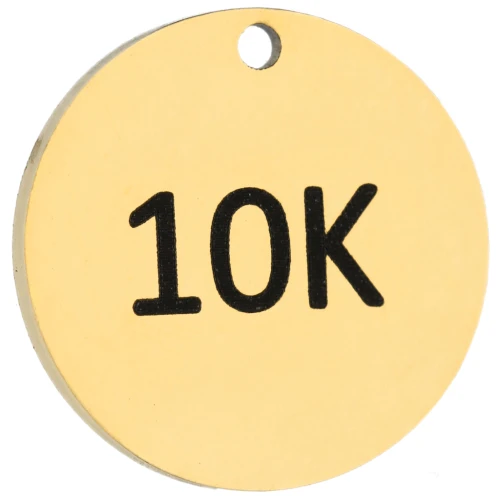 14 mm Round 10K Engraved Charm for Running Jewelry, 316 Stainless Steel, Gold-Plated x1