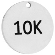 Text - 14 mm Round 10K Engraved Charm for Running Jewelry - 316 Stainless Steel x1 14 mm Round 10K Engraved Charm for Running Jewelry - 316 Stainless Steel x1