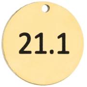 14 mm Round Engraved Charm 21.1 - Half Marathon 21.1 km - Gold-Plated 316 Stainless Steel x1