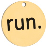 Text - 14 mm round charm engraved with a rune - Gold-plated 316 stainless steel x1 14 mm round charm engraved with a rune - Gold-plated 316 stainless steel x1