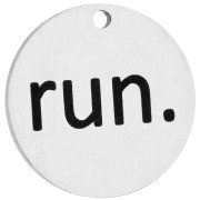 Text - 14 mm round charm engraved with a rune. - 316 stainless steel x1 14 mm round charm engraved with a rune. - 316 stainless steel x1