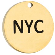 Text - 14 mm Round Charm Engraved with 14 mm Round Charm Engraved with
