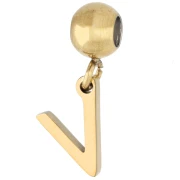 5 mm bead with V-shaped charm - Gold-plated 304 stainless steel x1