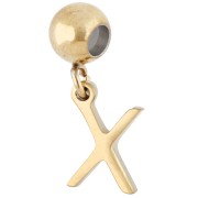 X - 5 mm bead with X-shaped charm - Gold-plated 304 stainless steel x1 5 mm bead with X-shaped charm - Gold-plated 304 stainless steel x1