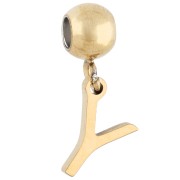 5 mm bead with Y-shaped charm - Gold-plated 304 stainless steel x1