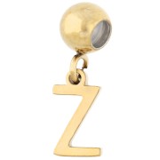 5 mm bead with Z-shaped charm - Gold-plated 304 stainless steel x1