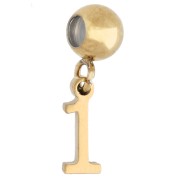 Number - 5 mm bead with number 1 charm - Gold-plated 304 stainless steel x1 5 mm bead with number 1 charm - Gold-plated 304 stainless steel x1