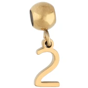 5 mm bead with number 2 charm - Gold-plated 304 stainless steel x1