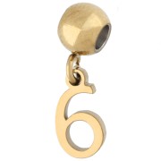 Number - 5 mm bead with number 6 charm - Gold-plated 304 stainless steel x1 5 mm bead with number 6 charm - Gold-plated 304 stainless steel x1