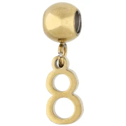 5 mm bead with number 8 charm - Gold-plated 304 stainless steel x1