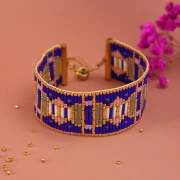 My DIY Jewelry - Miyuki Bracelet Kit for Use with a Bead Loom, Featuring Bugle Beads - Blue