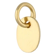 925 Sterling Silver-stamped oval medallion charm with closed ring, 9 mm - 925 Sterling Silver, Fine gold plated x1