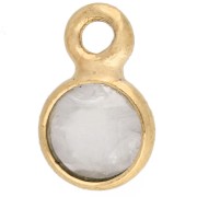 Rose quartz - 5 mm Round Faceted Charm - 3-micron Gold-Plated - Rose Quartz x1 5 mm Round Faceted Charm - 3-micron Gold-Plated - Rose Quartz x1