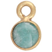 Amazonite - 5 mm Round Faceted Charm - 3-micron Gold-Plated - Amazonite x1 5 mm Round Faceted Charm - 3-micron Gold-Plated - Amazonite x1