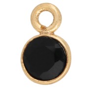 5 mm Round Faceted Charm - 3-micron Gold-Plated - Black Onyx x1
