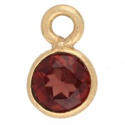Garnet - 5 mm Round Faceted Charm - 3-micron Gold-Plated - Garnet x1 5 mm Round Faceted Charm - 3-micron Gold-Plated - Garnet x1