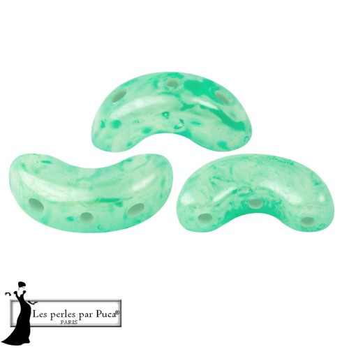 Arcos® Glass Beads by Puca® 5x10 mm - Mishmash Green x10g