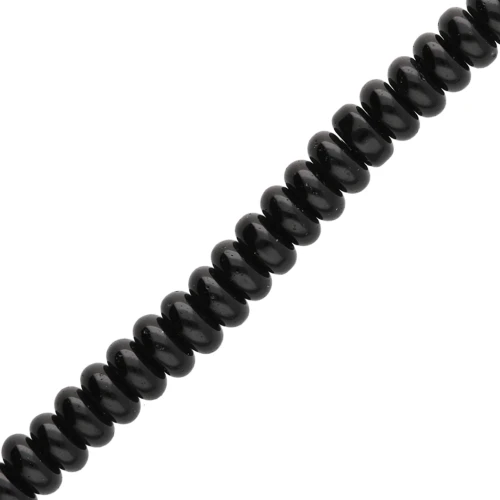 Rondelle beads - 6x3 mm Glass Heishi Beads - Black x 37 cm